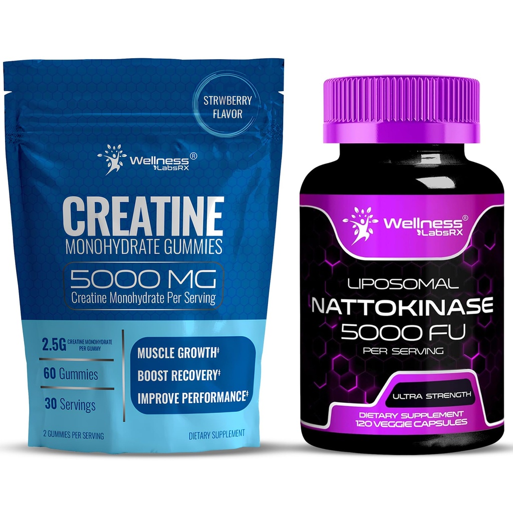 WELLNESS LABSRX Nattokinaza Suplement Kapsułki 5000 FU - Gummie kreacyjne 5000mg