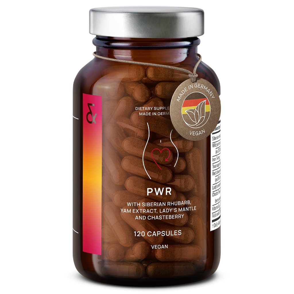 CLAV ® Natural Hormon Balance for Women - PMS Relief z syberyjskim rabarbarbem, Wild Yam & Vitex Berry - Vegan Menstrual Regulator Supplement - 120 Kapsułki
