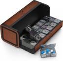 Pigułka Organizator 2 razy dziennie, Am Pm dwa razy dziennie Pill Case, Oddzielny duży Pigułka 7 dzień, Cotygodniowy pojemnik na pióro do suplementu witaminy oleju rybnego (Brown)