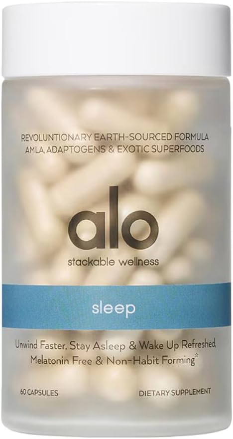 Alo Joga Sweet Sleep Melatonin - Bezpłatne wsparcie snu z Aquamin ® Magnezu, GABA & L- Theanine 124; Promuje Resteful Sleep & Relaxation 124; 60 Kapsułki