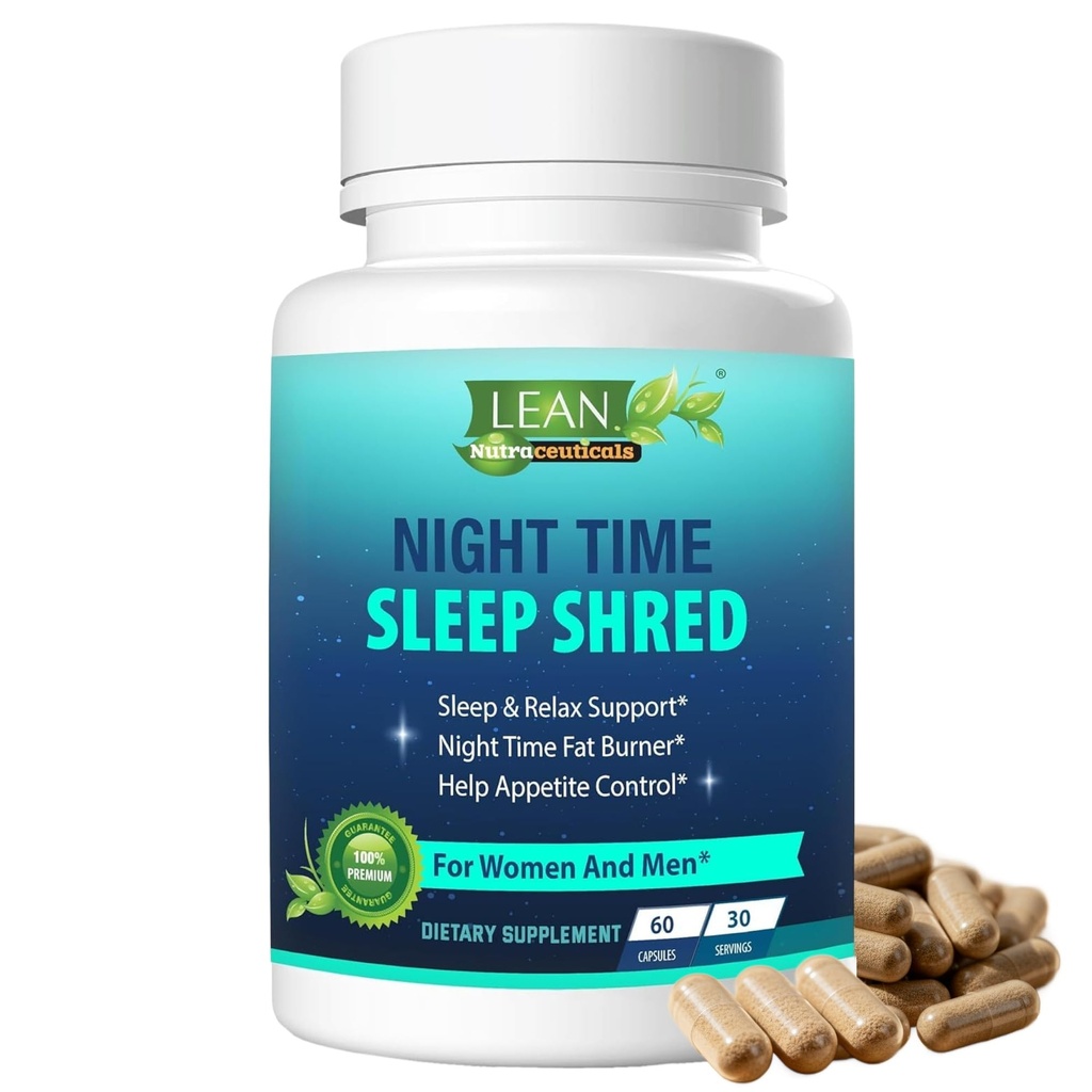 Weight Loss Pill Night Time Sleep Shred Fast Fat Burner, Appetite Supressant Aid Carb Blocker Metabolizm Booster Suplement dla kobiet Melatonin White Nerki Fasola Ashwagandha 60 Czapki