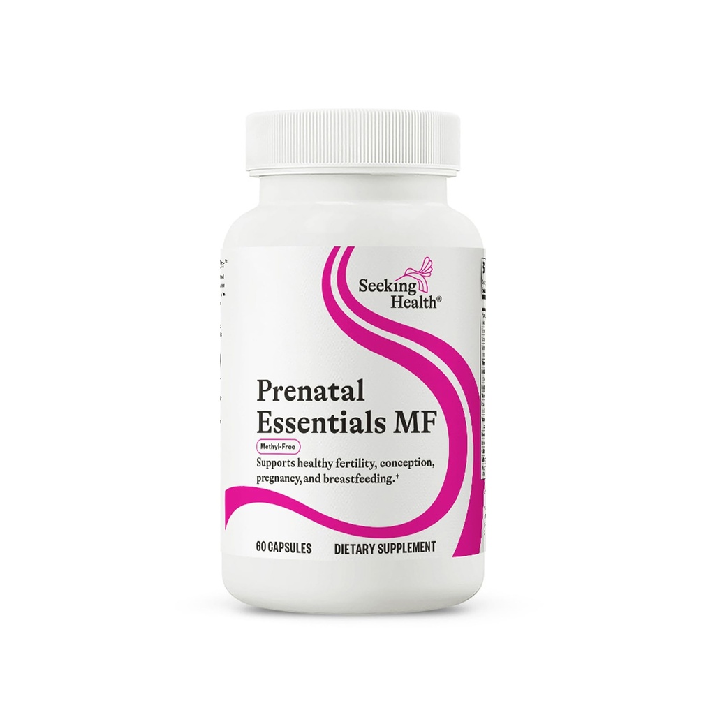 Poszukiwanie zdrowia Prenatal Essentials MF - Rozwój mózgu i wsparcie metylacyjne - Metylowolne kapsułki wegetariańskie z Selenium, Witamina B6, Cynk i Witamina B12- 60 Kapsułki