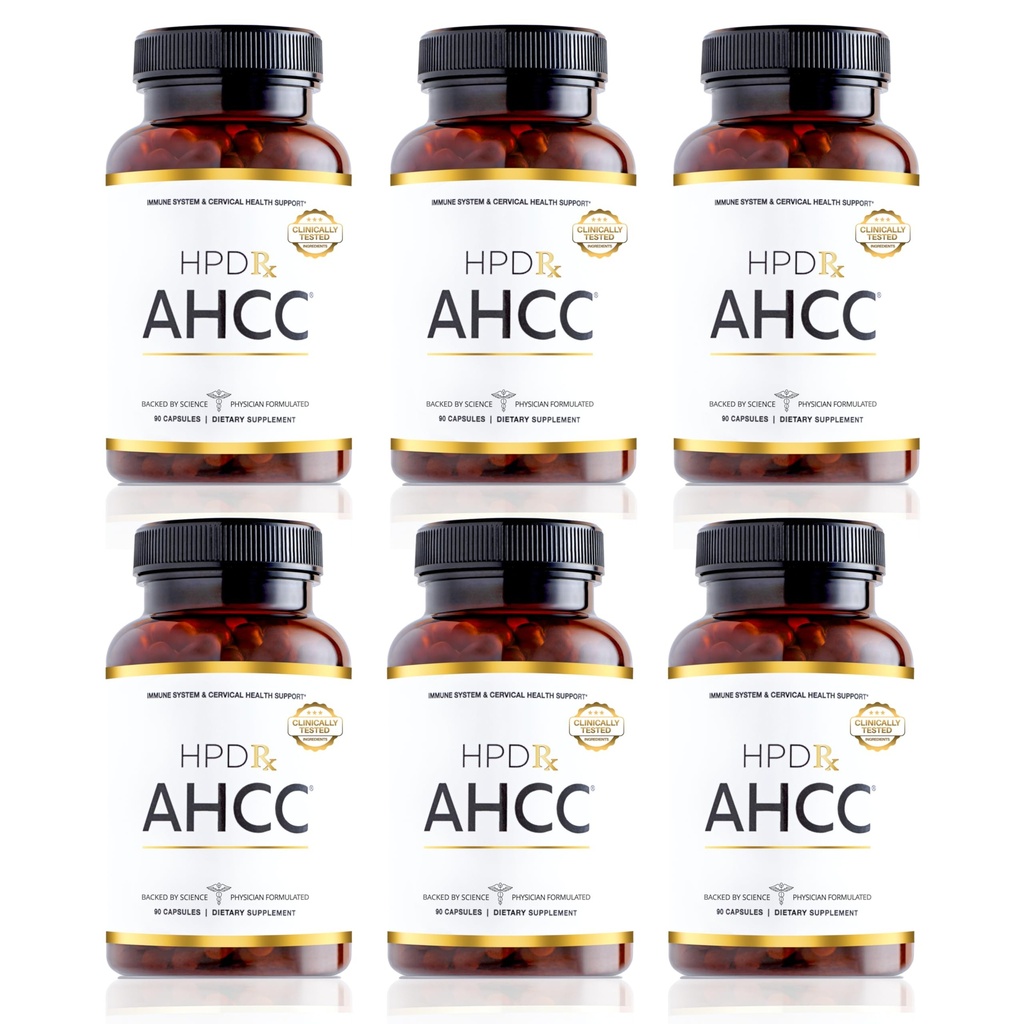HPD Rx Premium AHCC & Shiitake Mushroom 1100 mg per Serving Supplement, Natural Immunity Booster, Zachowanie Natural Killer Cell Activity 124; AHCC jest sprawdzony w 30 + Badania 124; 180- Day Supply, 6- Pack