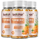 Kurkuminy kurkuminy kurkumy z Ginger & Black Pepper Herbal Supplement- 240 Hrabia dla dorosłych i dzieci, 2400mg - Gumowe suplementy gumowe Tumeric Vegan, Organic, Gelatin- Free 3 Pack