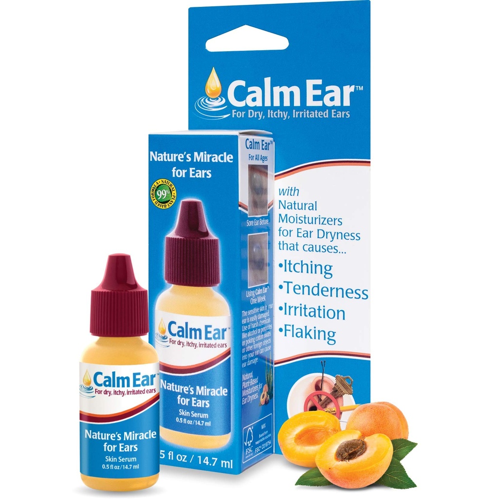 Miracell Calm Ear Drops 14.7 ml - Naturalna ulga dla swędzi, podrażnionych i suchych uszu - smaruje zatyczki do uszu i aparatów słuchowych