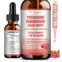 Suplement potasu Magnezu Krople płynne - Wysoka absorpcja Suplement potasu z magnezu, Wapń, Witamina D3 K2, Wegan, Non-GMO Potasio Wsparcie Kurcze nóg, Kości, Mięśnie - 2 Fl oz