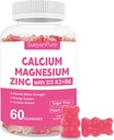 Bezcukrowe Gummeje wapnia Magnezu Cynk z Gummejami VC D3 & B6 & K2,600mg Gummeje wapnia z 300 mg Magnezu Wsparcie kości i mięśni dla dorosłych i młodzieży (60 Count (Pack of 1))