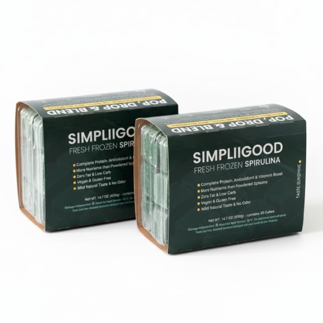 Spirulina Cubes - Wysokie białko, Vitamin- bogaty Superfood z naturalnym aromatem - Wegan, Glutent Free Powerhouse Spirulina Pody dla Smoothies - (840, Grams)