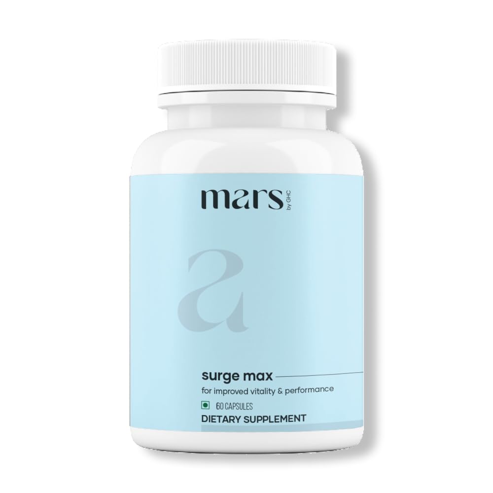 Surgemax Mars Kapsułki naturalne z Shilajit & Safed Musli 124; Wspomaga energię, siłę i odporność 124; dla aktywnego stylu życia 124; 60 Kapsułki 124; Opakowanie zawierające 1