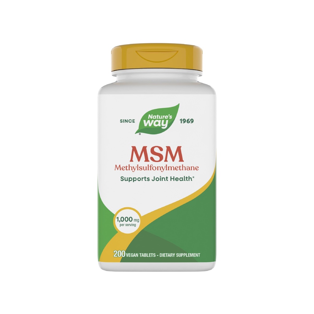 Nature 's Way MSM 1000 mg - Joint Health Supplement * - Z Methylsulfonylmetan - Bezglutenowy & Wegan - 200 Tabletki