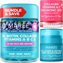 MAREE Bundle - Witamina B1 Gummie Tiaminy, Maska Lip, Moisturizer Face - A, E, D, C Witaminy - Kolagen & Kwas hialuronowy, Retinol- Kompleks do skóry, paznokci, włosów - Maska do suchych warg - krem przeciwstawny