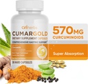 Cumargold 570mg Kurkuminoidy Kurkumina Kurkumina Kurkumina Suplement z piperyną, Licorice Root & Aloe Vera - Wysoka moc Naturalne Kapsułki Wellness (30 Count)