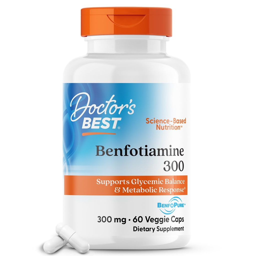 Najlepszy lekarz Benfotiamina 300 z BenfoPure, Pomaga utrzymać zdrowe Glucose Metabolizm, Non-GMO, Wegan, Gluten Free, Soy Free, 300 mg, 60 Veggie Caps