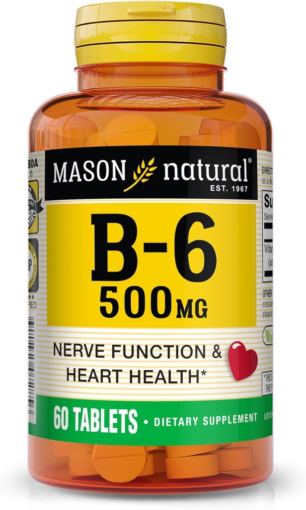 MASON naturalna witamina B6, 500 mg, 60 tabletek