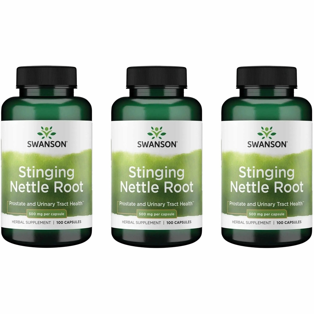 Swanson Stinging Nettle Root (Urtica Dioica) - Suplement ziołowy - (100 kapsułek, 500 mg) (3 opakowania)