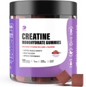 Gumie kreatryczne - Jednowodne Gummie kreatryczne dla mężczyzn i kobiet - 5g Jednowodzian kreatryny na służby- Zwiększ koncentrację, siłę, wytrzymałość - Zbuduj mięśnie, Bez cukru, Wegan, Non-GMO 120 Ct