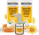 HoneyWorks Kids Throat Spray for Sore Throat Relief, 1 Oz (Pack of 2) Soothing Non-GMO USDA Organic Dark Honey + Cynk, Fast- Acting Relief, 12 Miesiące +