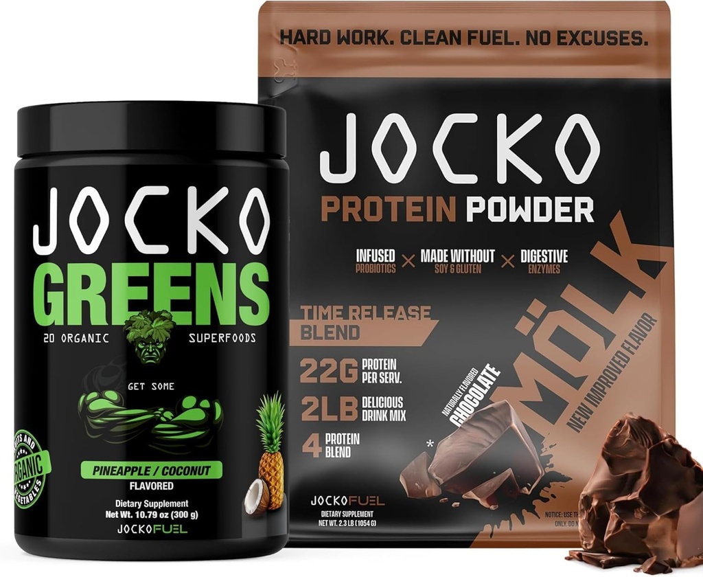 Jocko Paliwo 2 Paczka - Jocko Zielone Proszek + Czekolada Mölk Białko Proszek