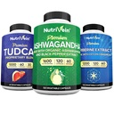 Żywotne żyły Premium TUDCA, suplementy berberyjskie i suplementy Ashwagandha Bundle: Wysokoabsorpcyjne Berberine Complex, Ashwagandha Root Extract, & TUDCA dla Detox, Vitality & Well- Being