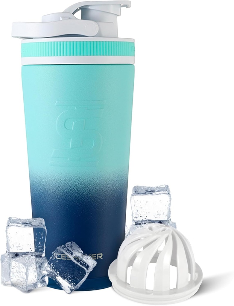 Ice Shaker Izolowana stal nierdzewna Shaker Butelka 124; 26oz, Navy / Mint Pensjonat 124; Zimno na 30 + Godziny 124; Izolowany Cup z Twist- na Agitator 124; Bezsodowa butelka do shake protein, Woda, Smoothies, Koktajle