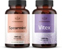 HERBAMAMA Spearmint i Vitex Kit - Zestaw 1000 mg Spearmint Leaf & Vitex Chasteberry Kapsułki - Vegan, Non-GMO, Żelatyna - Wolny od - 2 opakowania