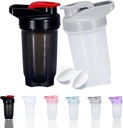 Butelka shaker Protein Shakes Cup i 10- Ounce / 300ML ShakerBottle z Whisk Balls, Zestaw ShakerBottles Protein, Non-BPA plastik (Black + Grey (2PCS))