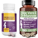 Probiotyki dla kobiet z Aloe Vera, i D- Mannose dla pełnego Wellness, które wspiera: UTI; BV; YI, i zdrowia pochwy i jest Non-GMO - Wegan z 240 Veg Pills