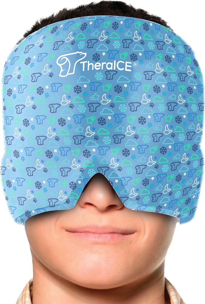 TheraICE Migrena Relief Cap Junior, Kojący ból głowy Boo Boo Ice Pack Mask Produkty, Chłodzenie Gel Hat JR, Twarz zimnej głowy kompresji na uderzenia, Siniaki i temperatury chłodzenia
