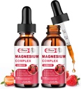 2 Opakowanie Triple Magnezu Complex Liquid Drops Mieszanka z Magnezu Glicynian 500mg, jabłczan i taurat dla Max Bio-Dostępność 124; Wysoka absorpcja 124; Wegan, Nerv Non- GMO 124; Relaks, Mięśnie i Sen