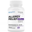 Puregen Labs Allergy Relief, Fexofenadyna 180mg, 100 Tablets - 24 Hour Non- Drowsy Antihistamine Allergy Medicine for Runny Nose, Sneezing, Itchy, Watery Eyes - Made in USA