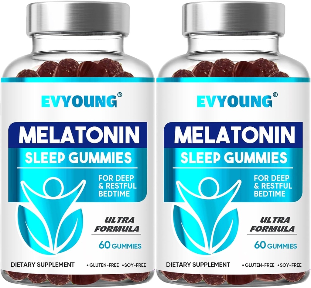 EVYOUNG Melatonina Gumiaki, Wsparcie snu dla dorosłych, 1000 µg Melatonina 120 Gumiaki do 60 Day Supply, Suplement do snu