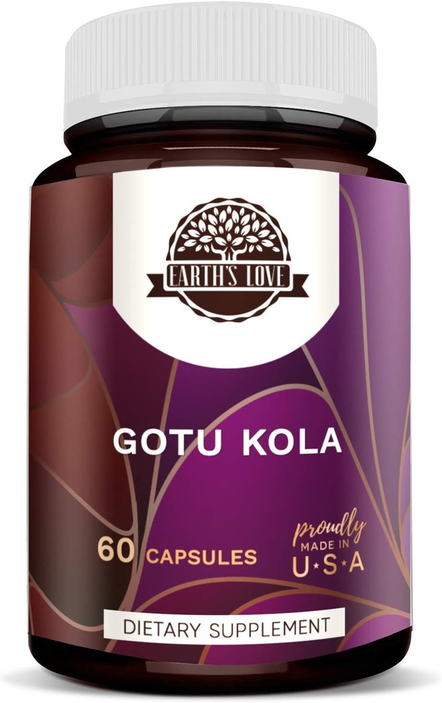 Earth 's Love - Gotu Kola 60 Kapsułki, 500 mg, Gotu Kola (Centella Asiatica) Suszony Herb (60 Kapsułek)