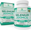 PurePremium Selenium 200mcg Supplement - L Selenometionine Essential Mineral - Codzienne wsparcie dla normalnego tarczycy, System immunologiczny 124; Normalna funkcja prostaty - 3 miesiące dostaw - 100 kapsułki