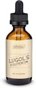 Lugol 's Solution 2% 2oz szklana butelka kroplomierzem. Zawiera jodek potasu i jod, 60 ml