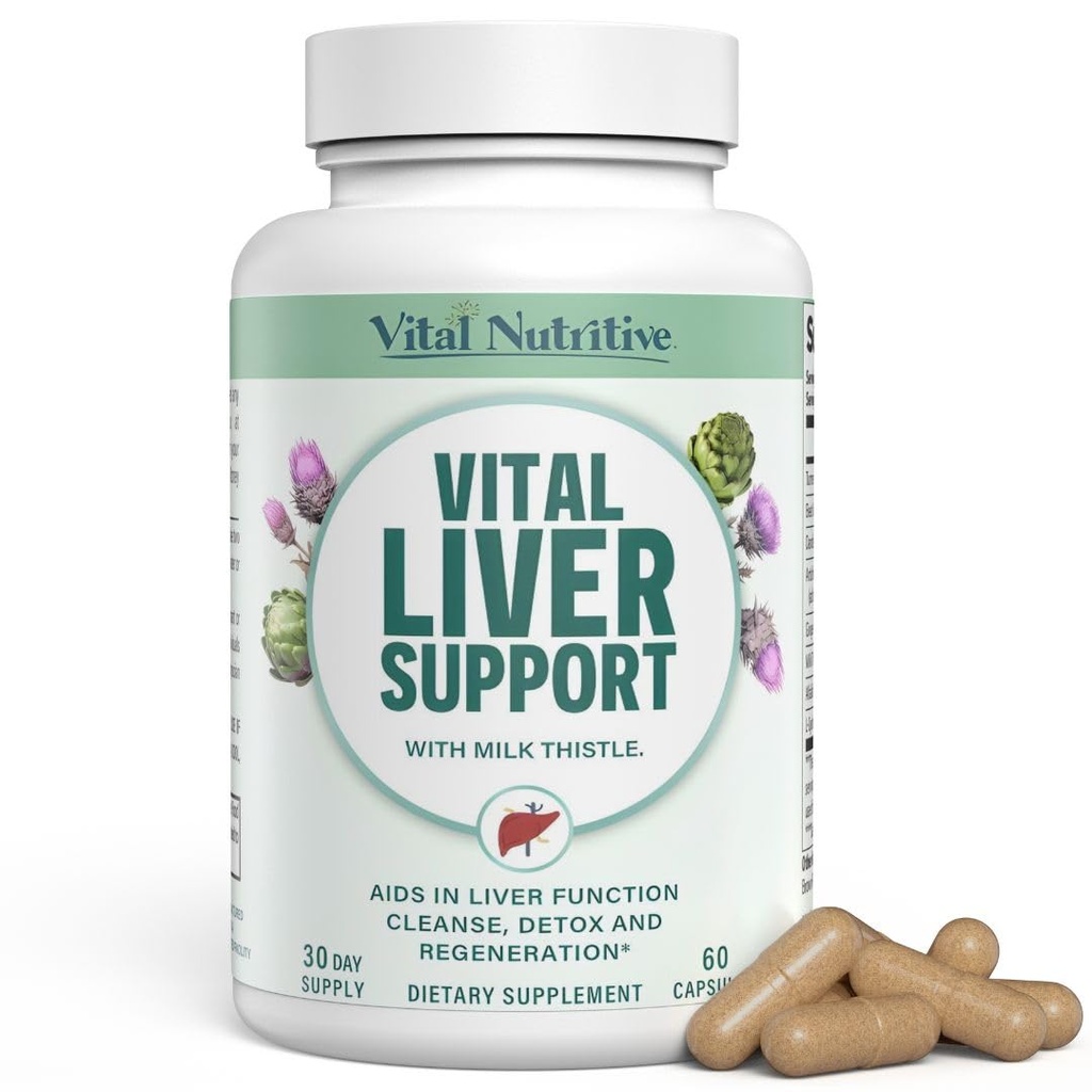 Vital Liver Support New Formula Liver Supplement and Liver Vitamin – 9-in-1 Liver Health Formula,Cleanse & Repair Formula with Organic Milk Thistle Supports Liver Health Cleanse