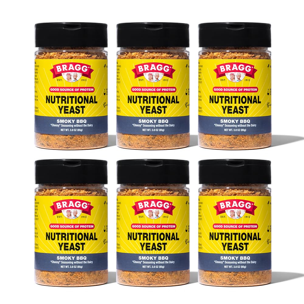 Bragg Nutritional Yeast Smoky BBQ Seasoning - (6 Pack) 3 oz - Darmowy parmezan serowy Substitute - Idealny dla sałatki, makarony, popcorn i więcej