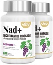 VEV NAD + Suplement - Liposomal NAD Suplement dla kobiet i mężczyzn, Resveratrol dla energii komórkowej i zdrowego starzenia, 2 butelki - 120 kapsułki