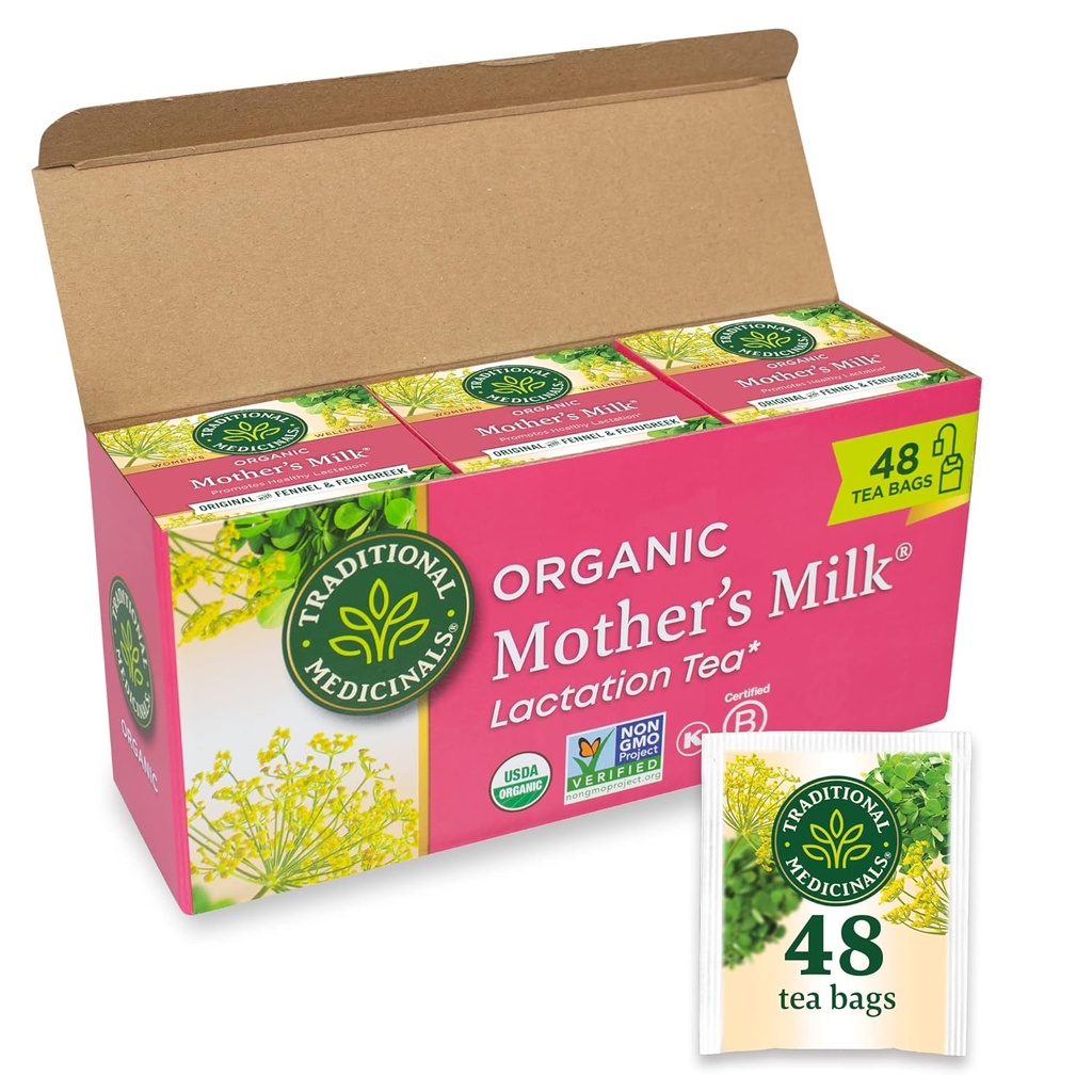Tradycyjne Medicinals Tea, Organic Mother 's Milk, Promotes Healthy Laktation, Wsparcie dla karmienia piersią, 48 Tea Bags (3 Pack)