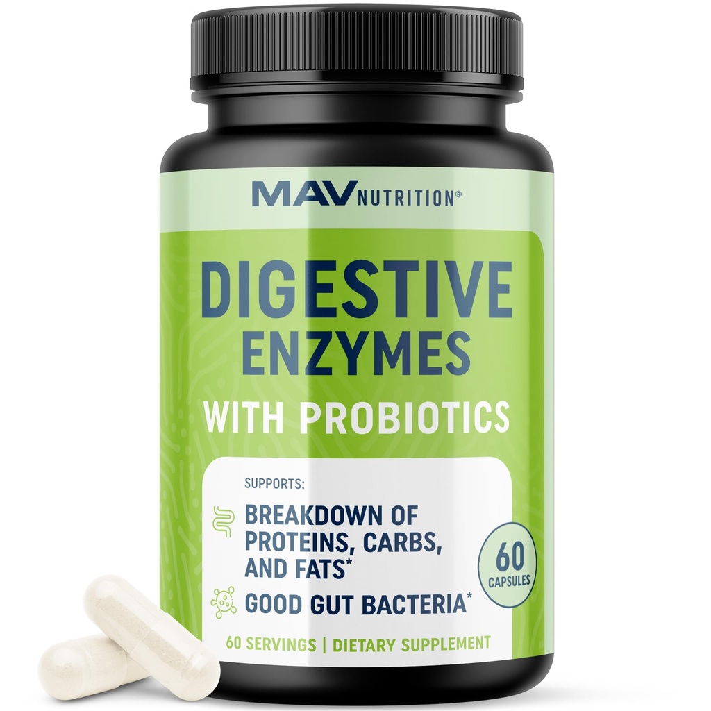 Enzimas Digivas con Projeóticos dem124; Salud Digivasa para Mujeres y Hombres dem124; Mezcla de Enzimas de 400 mg con Cepas Probióticas para la Digestión y la Salud Intestinal dem124; Vegetariano dem124; 60 Cápsulas