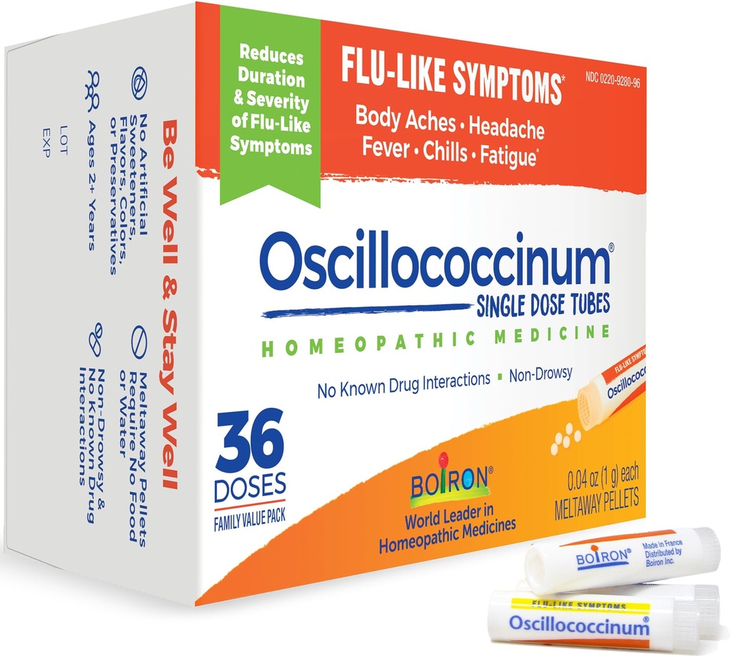 Boiron Oscillococcinum Homeopatic Medicine for flu- like symptom, White, 36 Count