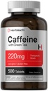 Horbäach Kofeina Tabletki 220mg z zielonej herbaty 124; 500 Tabletki 124; Wegetarianin, Non-GMO & Gluten Free