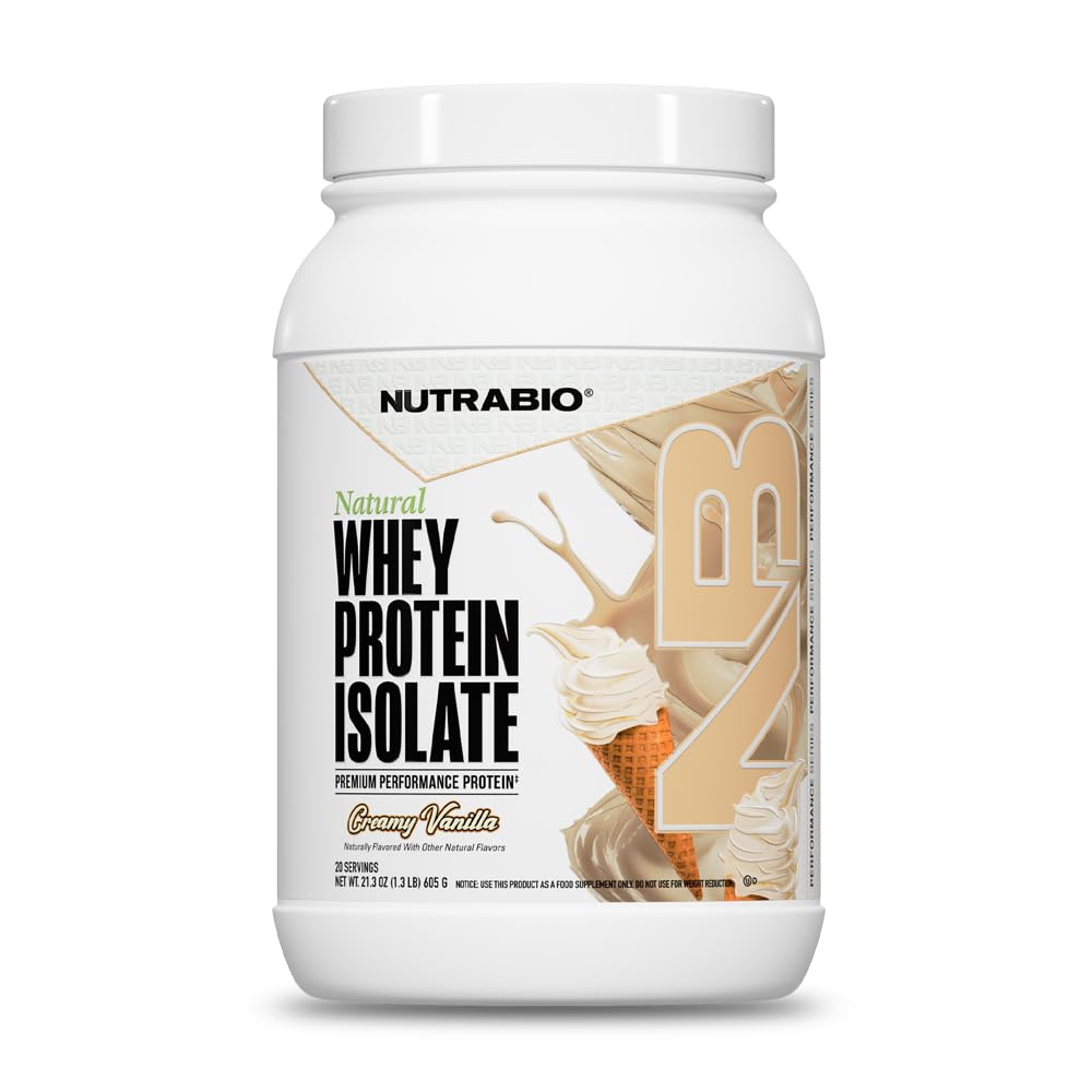NutraBio Grass Fed Serwatka Isolate Protein Powder - 25G Protein Per Scoop - Sugar Free Natural Lean Muscle Protein Supplement - Wanilia Fasola - 2 Funty, 29 Sługi.
