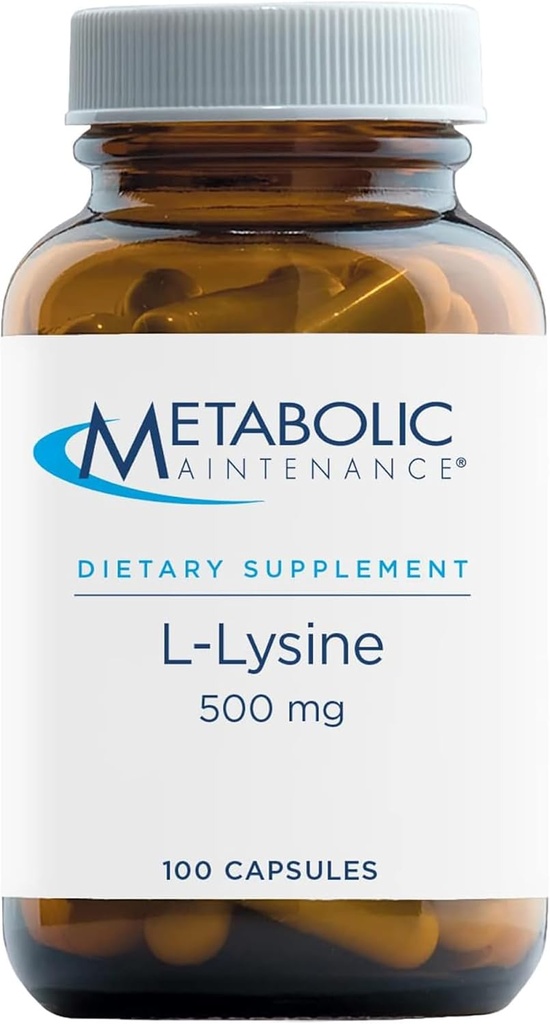 Metaboliczne Utrzymanie L- Lyzyna - 500mg suplement aminokwasów, Vegan + No Fillers - Immune, Bone + Connective Tisk Support (100 kapsułek)