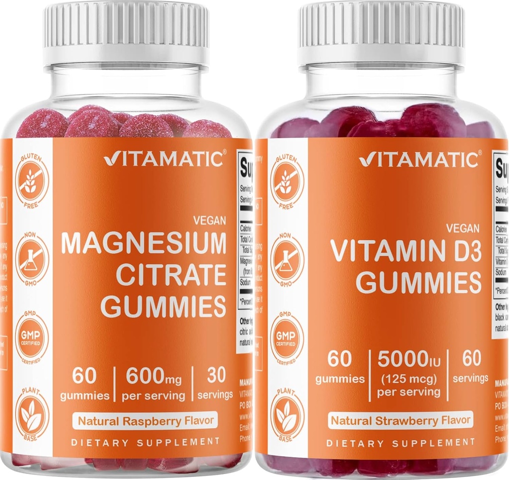 Witaminy Magnezu i Witaminy D3 Gummies Combo - 60 Wegański Hrabia Każdy
