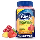 TUMS Plus Upset Stomach & Nudności Wsparcie, Suplement diety, Ginger Berry - 45 Hrabia