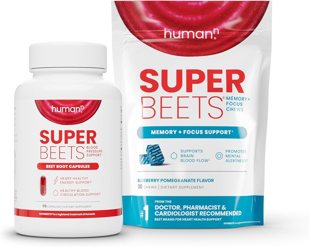 Humann SuperBeets Buka Korzeń kapsułki i pamięci + Focus Chews