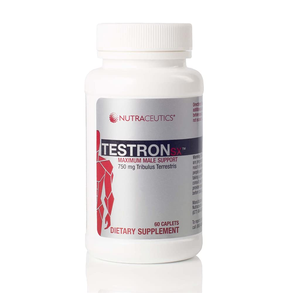 TestronSX - Testosteron Wsparcie z 750mg Tribulus Terrestris - Wzmacnia męską witalność, Stamina & Performance - 60 Kapsułki