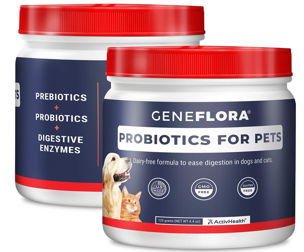 ActivHealth Digestive Enzymes and Probiotic for Pets (Psy, Koty, Króliki i więcej, 125 mg, 120 porcji) przez Geneflora dla zwierząt domowych Pack po 2