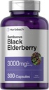 Horbäach Black Elderberry 124; 3000mg kapsułki 124; 300 Hrabia 124; Non- GMO, Gluten Free Belgium 124; Sambucus Supplement
