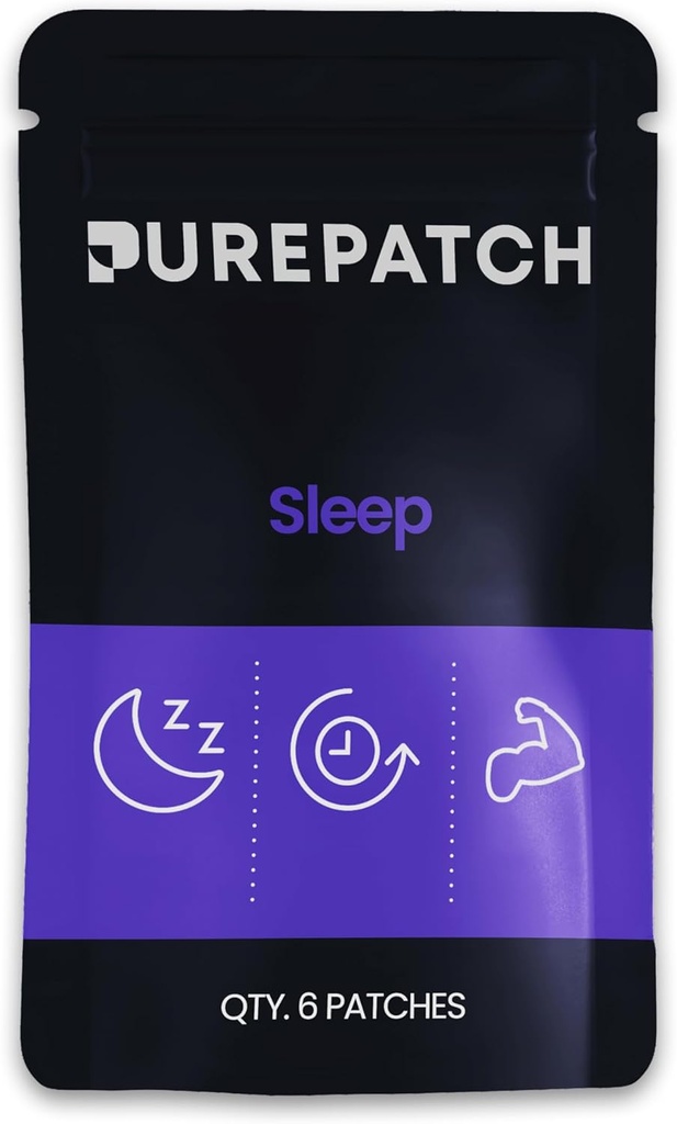 Pure Patch Sleep Patch - Plant- Based Vegan Topical Patch - Magnezu Glicynian - GABA - L- Theanine - Apigenin - Niezapatrzony - Odporny na wodę - Delikatny na skórze - Gluten Free - Made in USA -6 Patches